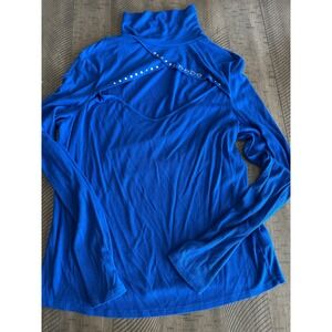 Vintage Y2K bebe Rhinestone Logo Asymmetric Cutout Turtleneck Top - XL‎